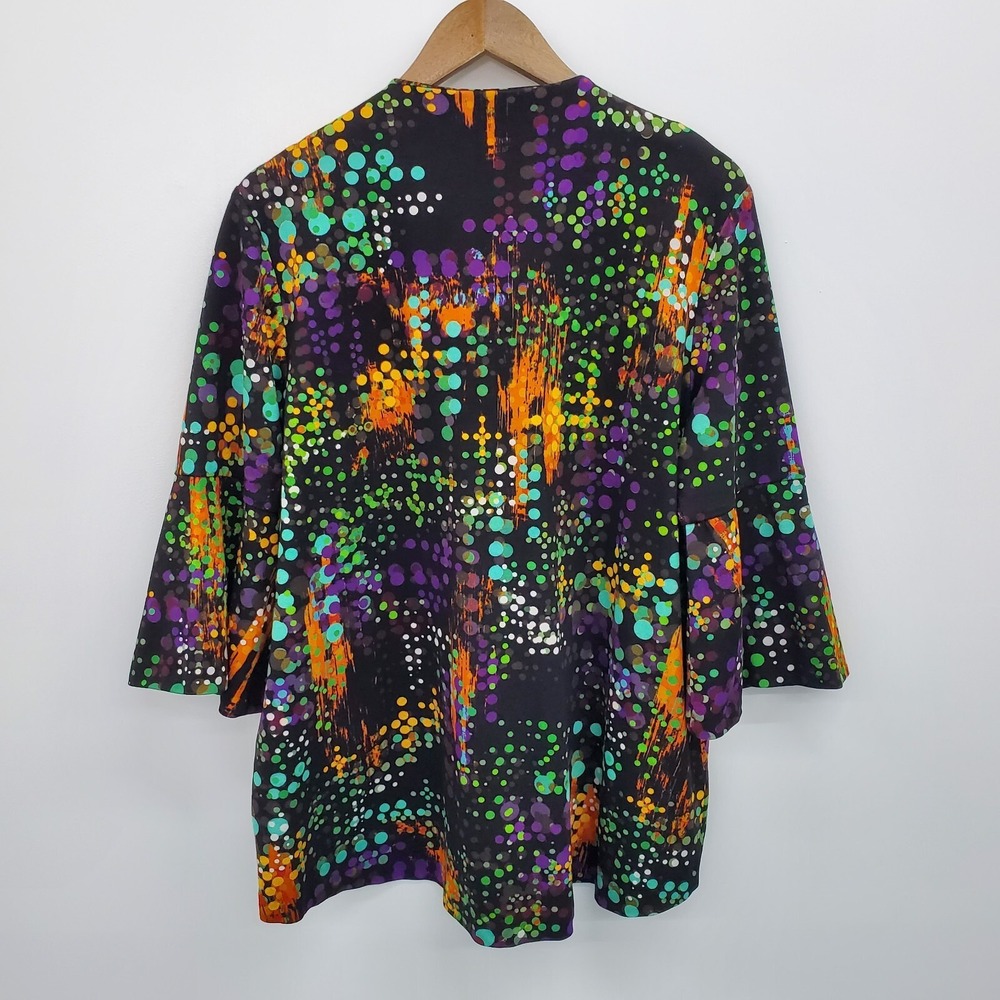 Lior Paris M Colorful‎ Abstract Dot Artsy Boutique Bell Sleeve Tunic Top - Picture 3 of 14
